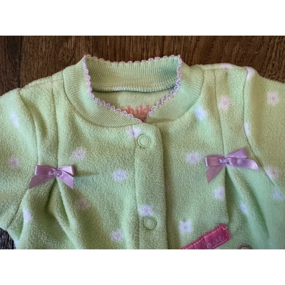 Vintage‎ Carters Baby Sleeper Girl Preemie Outfit Fleece I Love Mommy Pleats Y2K